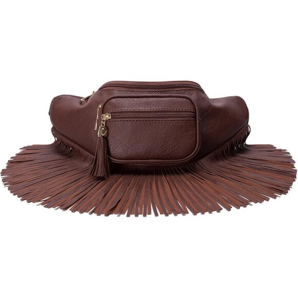 ? Women Brown Fringe Multi Zipper Pockets Trendy Style Casual Wear Waist bag main image 5